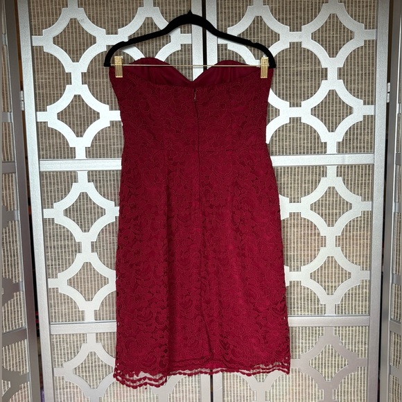 David's Bridal Red Sheath Sweetheart Strapless Dress - Picture 4 of 8
